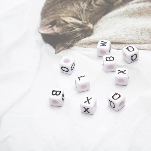 300Pcs White Large Square Letter Beads 10mm Alphabet for Bracelets