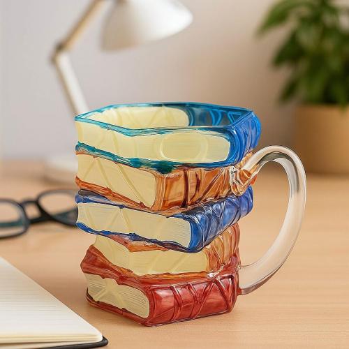 Painted Book Mug, 11 Oz Novelty 3D Painted Coffee Mug, Tea Cup Full of Book Fragrance, Suitable Gift for Bookworm Readers, Writers, Librarians and Other Women(Multicolor A)