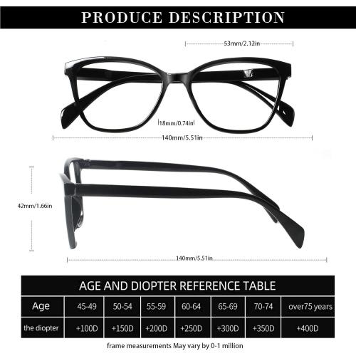 4 Pack Progressive Multifocus Reading Glasses for Women Men Blue Light Blocking Readers with Spring Hinge