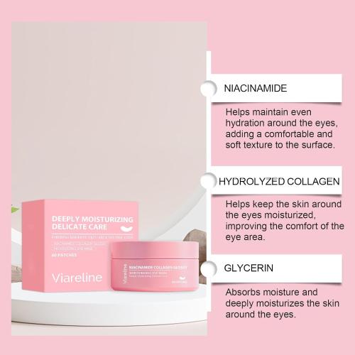 Niacinamide Collagen Glossy Moisturizing Eye Mask 60 Patches | Hydrolyzed Collagen, Glycerin Infused, Firming & Radiant Skin, All Skin Types, Deeply Moisturizing along with PDRN Pink Collagen volume Multi balm 5%