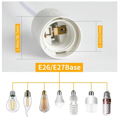 Plug in Hanging Light Kit, Extension Hanging Lantern Cord Cable UL 13ft E26 E27 Socket On/Off Switch Plug in Pendant Lighting, for Kitchen Bedroom Plant Growth Light，White, 1-Pack