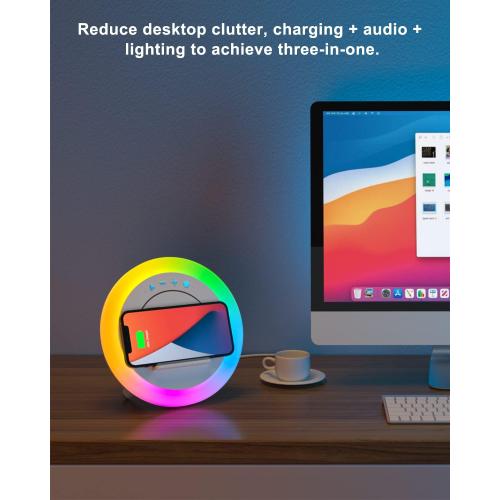 Bluetooth Speaker Night Lightsr,Wireless Charging Modern Speaker,Best Teenage Birthday Gift Ideas Tween Girls Gifts/Please use The Original Adapter
