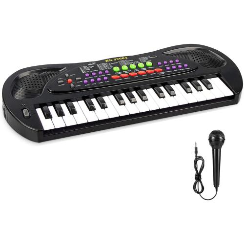 Color Black Kids Keyboard Piano, 32 Keys Multifunction Electric Keyboard Piano for Kids, Kids Piano Musical Instruments Gift Toy for 3 4 5 6 7 8 Year Old Boys and Girls (Black)