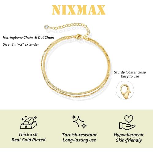 NIXMAX Ankle Bracelets for Women 14k Real Gold Silver Plated Anklets Freshwater Pearl Seashell Mermaid Heart Evil Eye Charms Adjustable Chain Waterproof Hypoallergenic Body Jewelry Cute Trendy Gifts
