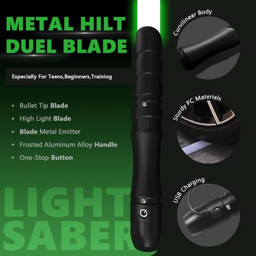 Lightsaber Black hilt Series,Jedi Sith Classic Led Light Saber Aluminum Hilt,Smooth Swing,Blaster,Locking Types,Support Realistic Dueling Battle(38.2inch-Green)