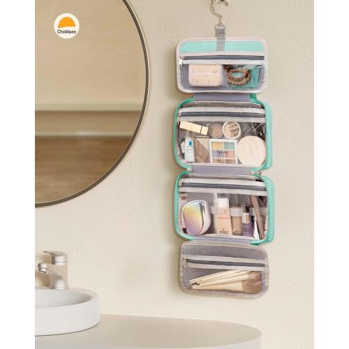 Travel Hanging Toiletry Bag for Women - Waterproof Cosmetic Organizer with Clear Window, Lightweight Bathroom Bags for Essentials, Makeup, Shampoo, Toiletries Green, Medium