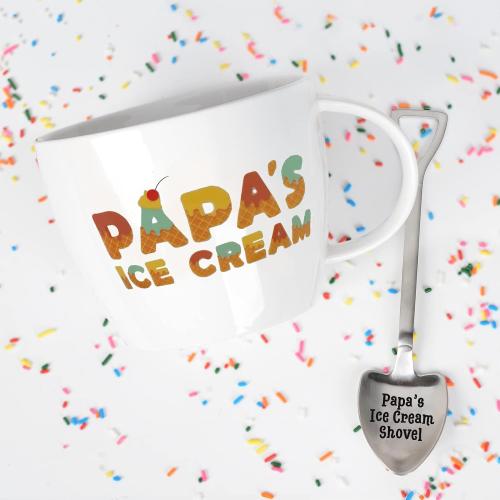 Papa's Ice Cream Bowl and Spoon - Ideal Father's Day, Christmas or Birthday Gift