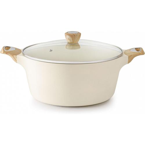 SENSARTE Ceramic Nonstick Stock Pot with Lid, 2.6/4.5/6.6/8.5/11 QT Soup Pot Casserole Pot, Non-toxic Healthy Pasta Pot, Large Cooking Pot Stew Pot, Induction Compatible, PFOA PFAS PTFE Free, White