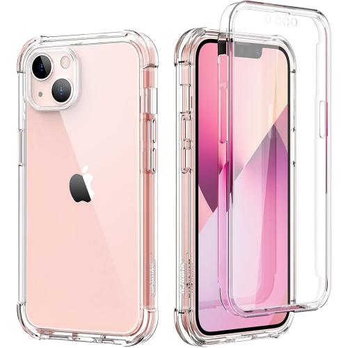 SURITCH Case Compatible with iPhone 13 6.1 Inch 360 Degree Transparent Shockproof Silicone Bumper [Ultra Hybrid] Full Body Protection Case Cover – Clear