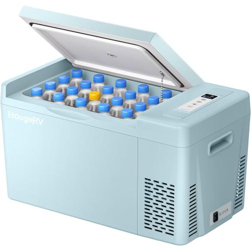 BougeRV Green 23Quart Portable Refrigerator, 12 Volt Fridge 22L, Portable Freezer Compressor Cooler 12/24V DC 110~240 Volt AC for Truck Van RV Camper -8℉~50℉
