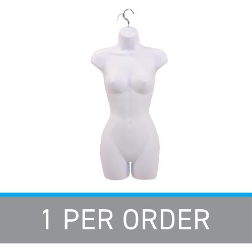 SSWBasics Female Mannequin Torso - Fits Women’s Sizes 5-10 - Molded, Shatterproof & White