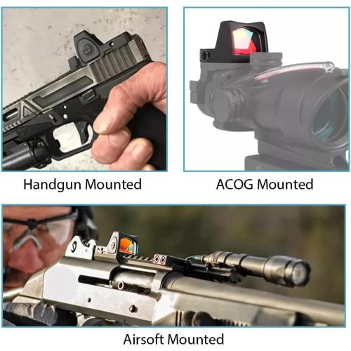 Tactical RMR Red Dot Sight, 3.25MOA Picatinny Mount Adjustable Reflex Sight, 20mm Rail Mount Shunting Red Dot Adjustable-Brightness Scope for Pistol Handgun