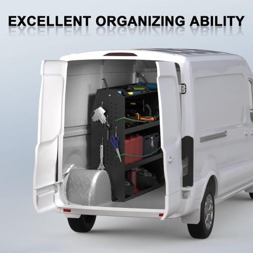StarONE Cargo Van Shelving Storage Fit for Transit Connect 2014 ,NV200,Chevy City Express, Promaster City w/Hooks,Black,Steel,42 W x 43 H x 13 D