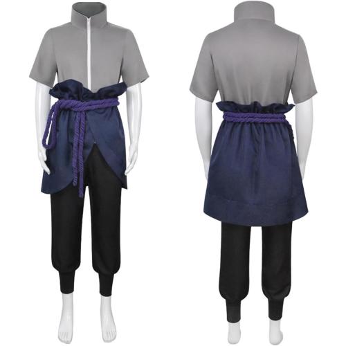 Size Small Color Grey and Black Aroinad Uchiha Sasuke Casual KimonoAnime Cosplay Costume Men Jacket Pant Outfits Halloween Party Suits