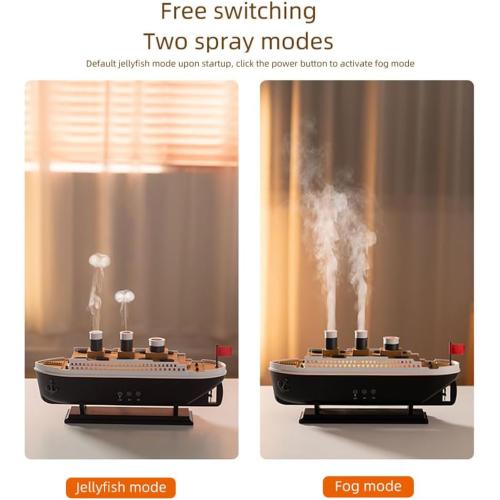Essential Oil Diffuser, 250ml Ship Modelling Aromatherapy Ship Oil Diffuser Cool Mist Humidifier with Remote Control, Remote 2 Spray Mode Auto Shut-Off, 7 Color LED Light for Home Office.
