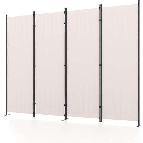 Room Divider 4 Panel Partition Room Dividers & Folding Privacy Screens w/ 3 Metal Feet,88 W Portable Wall Doubles as a Dressing Screen Wall Divider for Office Bedroom Children's Room,White