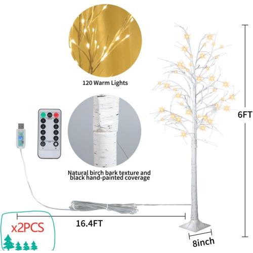Lighted Tree,2 Pack 6 Ft 240 Led Warm White Birch Tree Light Detachable Tree Light Fairy Light Spirit Tree Fall Decor for Home Twinkling Tree Party Bedroom Wedding Thanksgiving Christmas Decorations