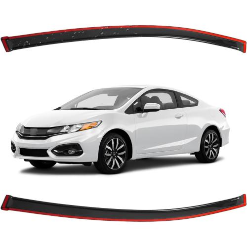 Window Visors for Honda Civic 2 Door Coupe 2012 2013 2014 2015 Wind Deflector Sun Rain Guard Vent Weather Shields, Tape-On, Smoke, 1 Pc