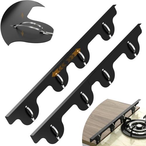 Stove Gap Covers, 2 Pack Stainless Steel Stove Gap Filler Black