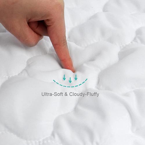 Mini Crib Mattress Protector 38 x 24 Sheets Fitted Waterproof Mini Crib Mattress Pad Cover, Noiseless & Machine Wash 100% Absorbent Mattress Protector Sheet Quilted, White