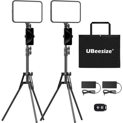 UBeesize 2 Pack LED Video Light Kit, Photography Lighting, 13 Studio Lights with 65 Tripod Stand and Phone Holders, Podcast Lighting for Video Recording,Tiktok,YouTube