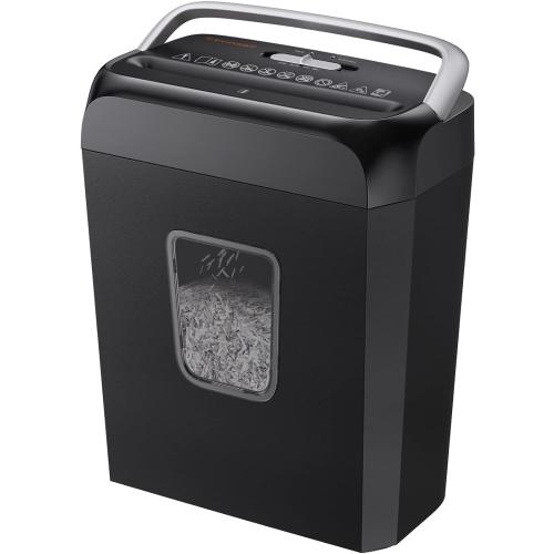 Bonsaii Paper Shredder for Home Use, 3.4 Gal Wastebasket, 6 Sheet Crosscut Paper Credit Cards, Staples, and Clips Shredder for Home Office Use, Portable Handle Design (C237-B New Version)