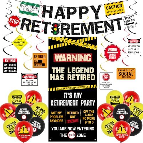 Roetyce Retirement Decorations, Caution Legend Has Retired Door Banner