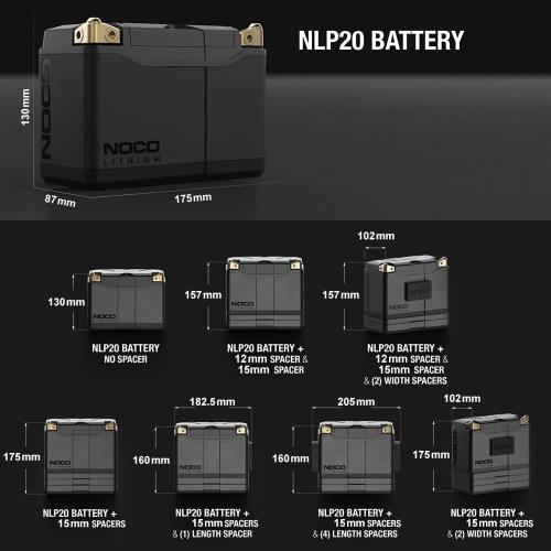 NOCO Lithium NLP20: Ultra-Light 12V Lithium Powersport Battery – Group 20 – 7Ah – 600A Start Power – Intelligent BMS – UL Certified
