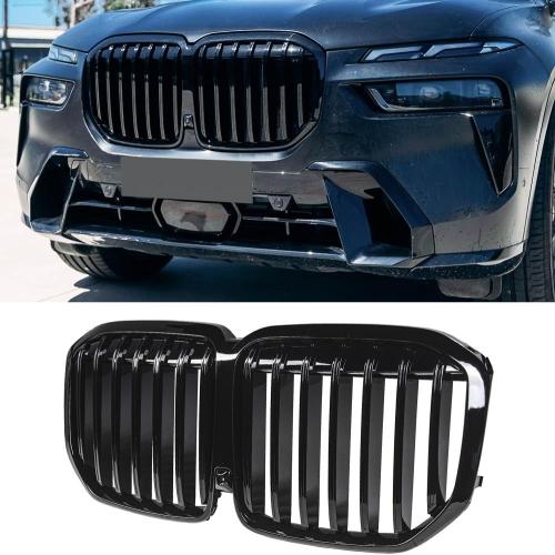 BLACK MAXDOM Replacement Front Upper Grill Fit for BMW (2023-2025) X7 G07 LCI – Gloss Black Single Slat ABS Grille