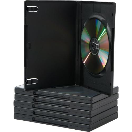 25 Pack Maxtek Standard 14mm Black Signle Disc DVD Cases with Outter Clear Sleeve