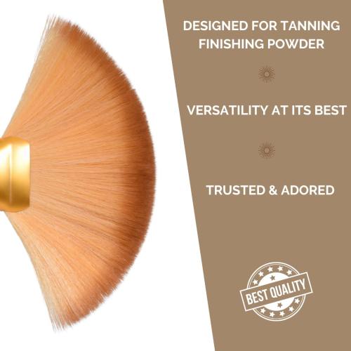 Gold SunFX Finishing Powder Brush | Large Professional Fan Brush for Salon Use | Perfect For Spray Tan Powder
