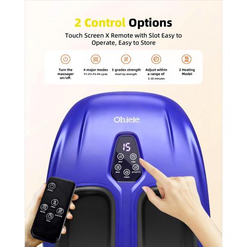 Foot Massager with Heat,Shiatsu Deep Kneading Massager for Plantar Fasciitis, Foot Massage Machine with Multi Massage Modes & Remote Control for Pain Relief(Blue Purple) USED