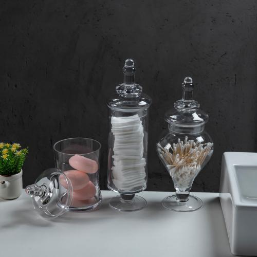 MyGift Clear Glass Apothecary Jars with Lid, Decorative Footed Vase, Candy Buffet Containers Set of 3