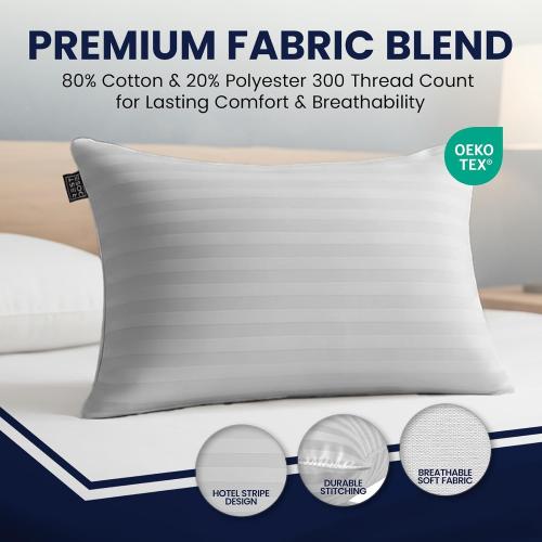 Bed Pillows for Sleeping, Set of 2 – Cooling, Hotel Quality with Soft Down Alternative Fill for Back, Stomach & Side Sleepers (King)