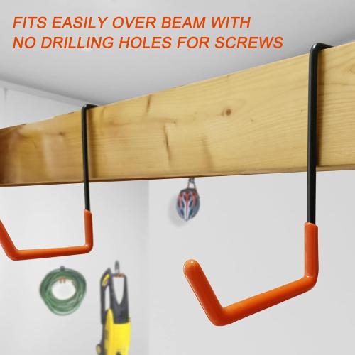 HUPBIPY Rafter Hanger Large S Garage Hooks Bike Storage System Holder Organizer, with Non Slip Coating, for Organizing Hanging Basket, Ladders,Bicycle Wheel,Ropes and Bulk Items (6Pack, Orange)