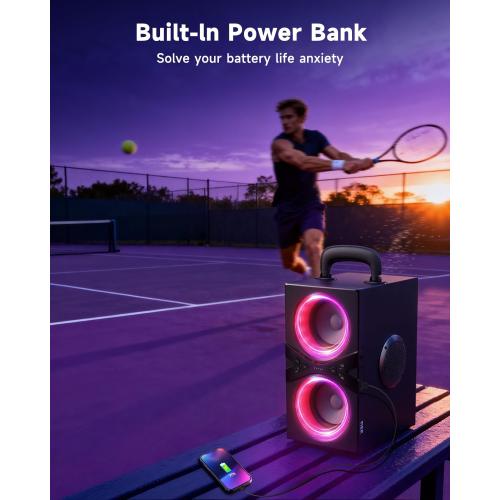 Party Bluetooth Speaker:80W Peak Large Stero Sound for Outdoor,Deep Bass,TWS,Loud with Lights,Portabe Wireless Big Speakers with Long Playtime,House,Projector,Movie