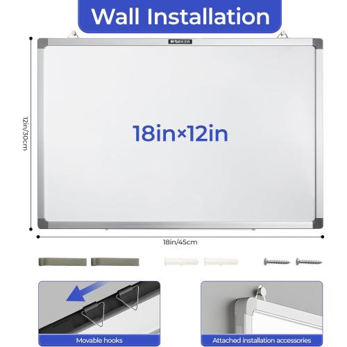 M&G Dry Erase Board Magnetic White Board for Wall, 18” x 12” Small Whiteboard with 2 Markers & 2 Magnets & 1 Eraser, Portable Whiteboard for Planning, Drawing, to Do List, Office Use