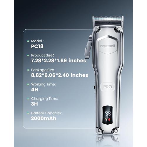 oneisall Dog Clippers for Grooming Thick Hair,Low Noise Dogs Grooming Kit with Detachable Stainless Steel Blade,Dog Shaver for Thick/Matted/Knotted/Fine/Wave/Curly Hair,PC18
