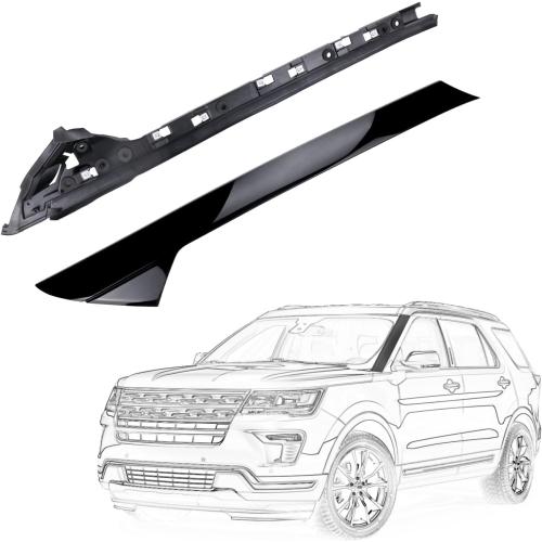 A-Pillar Molding Windshield Trim Front Left Driver Side Compatible with Ford Explorer 2011-2019, Outer & Inner Panel Replacement Kit Gloss Black Replaces 926-450 BB5Z7803137AA