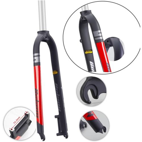 Mountain Bike Rigid Forks 26/27.5/29 inch 1-1/8 Ultralight Front Fork Bicycle Threadless Straight Tube MTB Forks QR 9X100mm Disc Brake Aluminum Alloy (Color : Red, Size : 29)