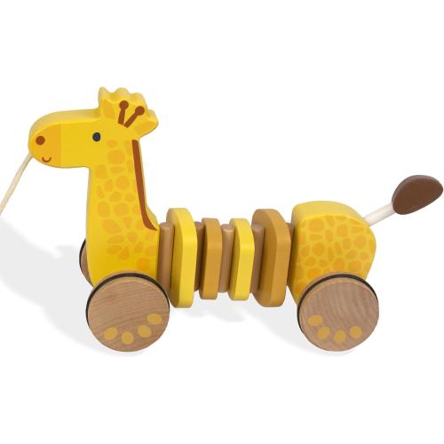 Baby Toys Car,Wooden Pull Along Toddler Toy, Developmental Toy for 1 Year Old Girl Boy Birthday Gift (Giraffe)