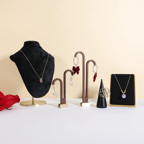 2 pcs walnut earring display stands for selling, cute earring hanger, wood hanging earring holder for boutique display【Y shape rectangle base-2pcs】