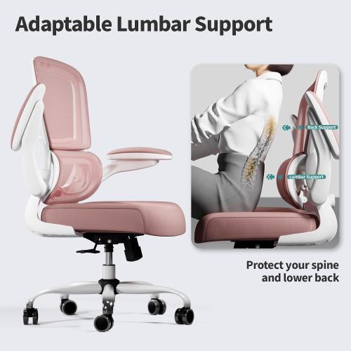 TRALT Office Chair - Ergonomic Desk Chair with Adjustable Lumbar Support, Mesh Computer Chair, Executive Chairs for Home Office Comfortable Lumbar Support (Pink)