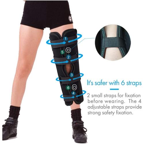 3-Panel Knee Immobilizer Full Leg Support Brace, Aluminum alloy Straight Knee Splint - for Knee Pre-and Postoperative & Injury or Surgery Recovery (Update Size M)