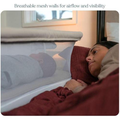 HALO BassiNest Lite – Breathable Baby Bassinet Slides Over Bed with Mesh Walls for Airflow & Visibility, Lowering Wall for Easy Access, Portable & Lightweight, Fits Most Beds