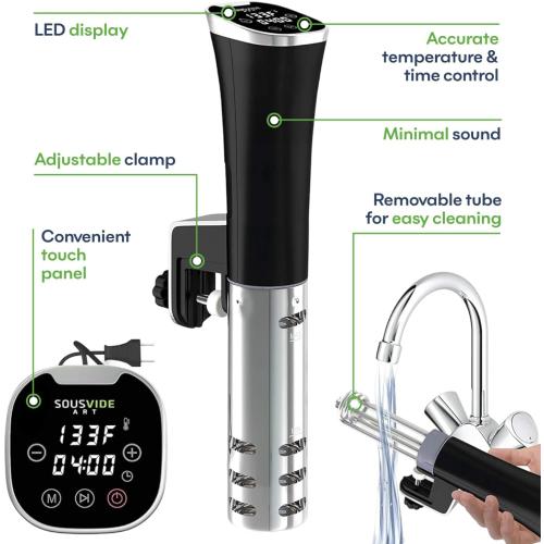 SOUSVIDE ART Sous Vide Immersion Cooker Kit - Machine with Digital Timer, Temp Control, 30 Bags, Vacuum Pump, Suvee Cooker Gift for Chefs