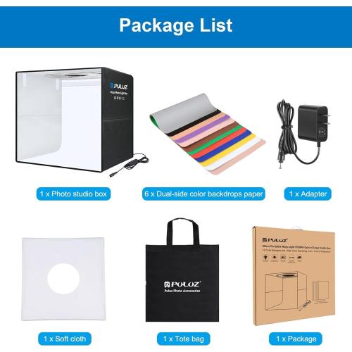 PULUZ Light Box Photography, 20x20 inch Portable Photo Studio Light Box, Professional Dimmable Quick Charge USB-C Photo Booth with 200 LED Lights & 12 Color Backdrops Photo Box for Product Photography