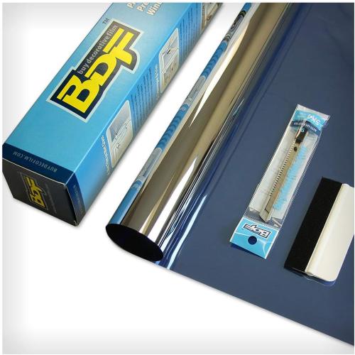 BDF PRBL Window Film Premium Color High Heat Control and Daytime Privacy Blue Outside, Silver Inside - 24in X 12ft