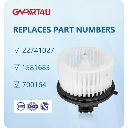 Front Blower Motor 22741027 2007 2008 2009 2010 2011 2012 2013 2014 Chevy Tahoe Silverado Avalanche Suburban, for GMC Yukon Sierra, Cadillac Escalade 700164 Without Resistor