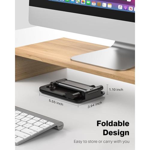 Anozer Tablet Stand Foldable & Adjustable, Monitor Stand 5.55*3.94 Wide, Fit for iPad Holder Stand Compatible with iPad Pro 11, 12.9/iPad 10.9 10th, Surface Pro, Portable Monitor 4.7-15.6